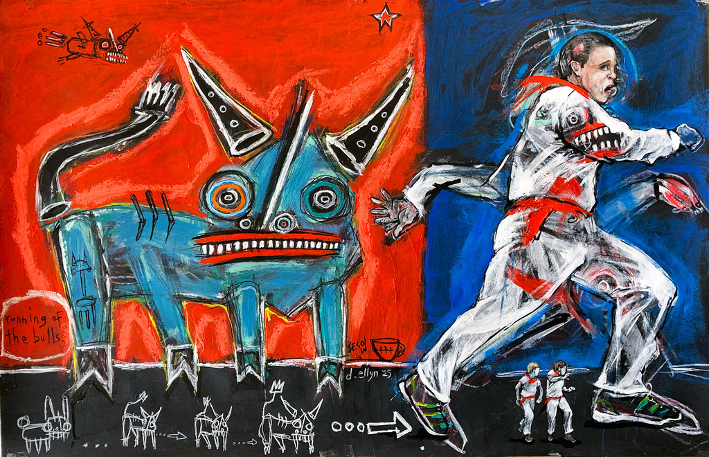 Frenzied escape meets fierce folklore in this bold take on Spain’s Running of the Bulls, reimagined with chaos and symbolism.